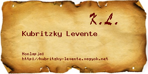 Kubritzky Levente névjegykártya